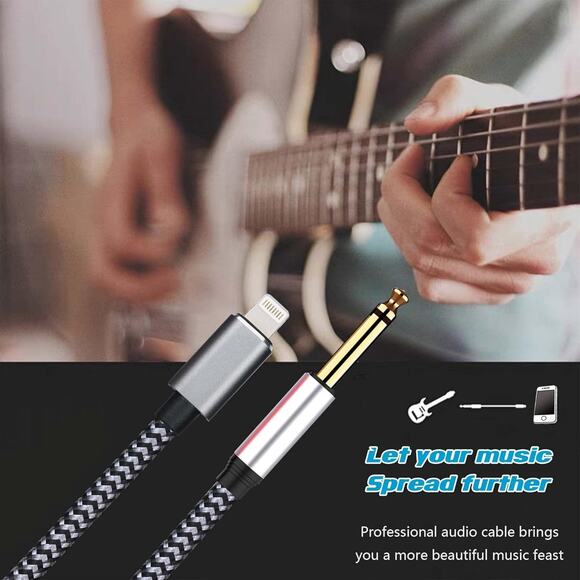 Lightning to 6.35mm 1/4 inch TRS Audio Stereo Cable for iPhone 14/13/12/XS/XR/8/ - Picture 5 of 6